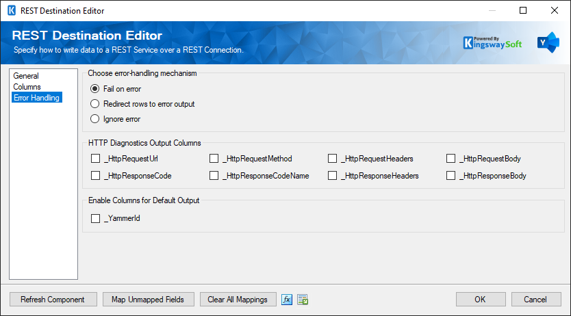 SSIS REST Yammer Destination - Error Handling